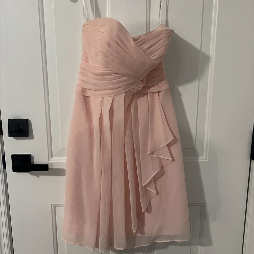 David's Bridal Strapless Blush Dress